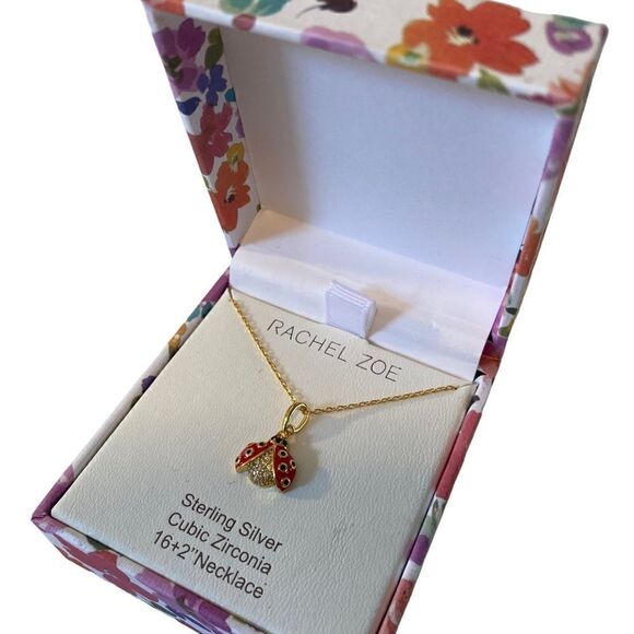 Rachel Zoe Sterling Silver & Cubic Zirconia Ladybug Pendant. - Picture 5 of 7